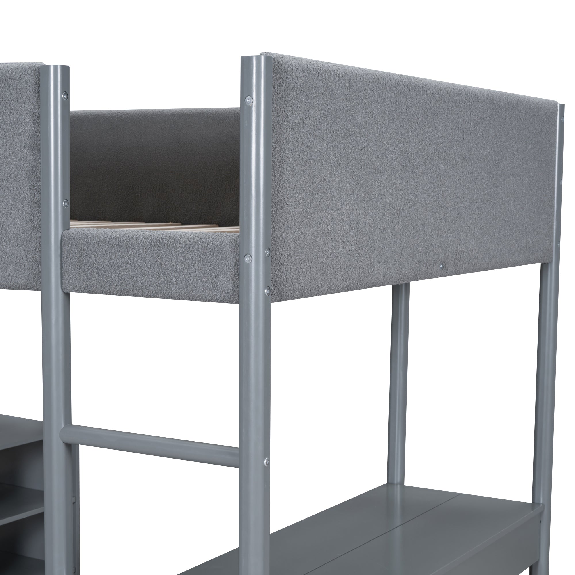 Full Size Teddy FleeceLoft Bed Wood Bed, Gray - Atlantic Fine Furniture Melbourne FL