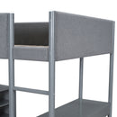 Full Size Teddy FleeceLoft Bed Wood Bed, Gray