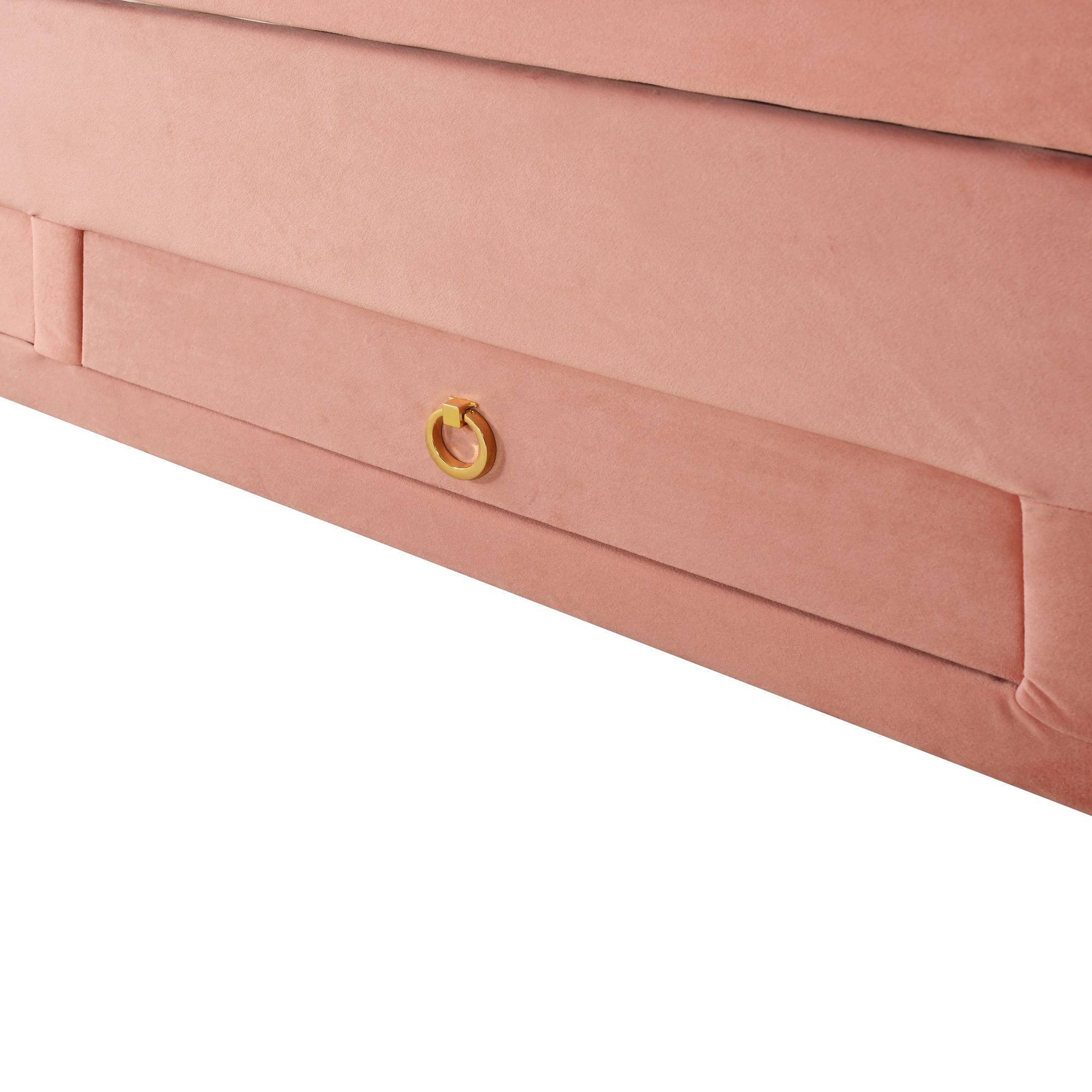 Twin Size Upholstered Platform Bed with Trundle and 3 Drawers, Rabbit-Shaped Headboard with Embedded LED Lights, Pink - Atlantic Fine Furniture Melbourne FL