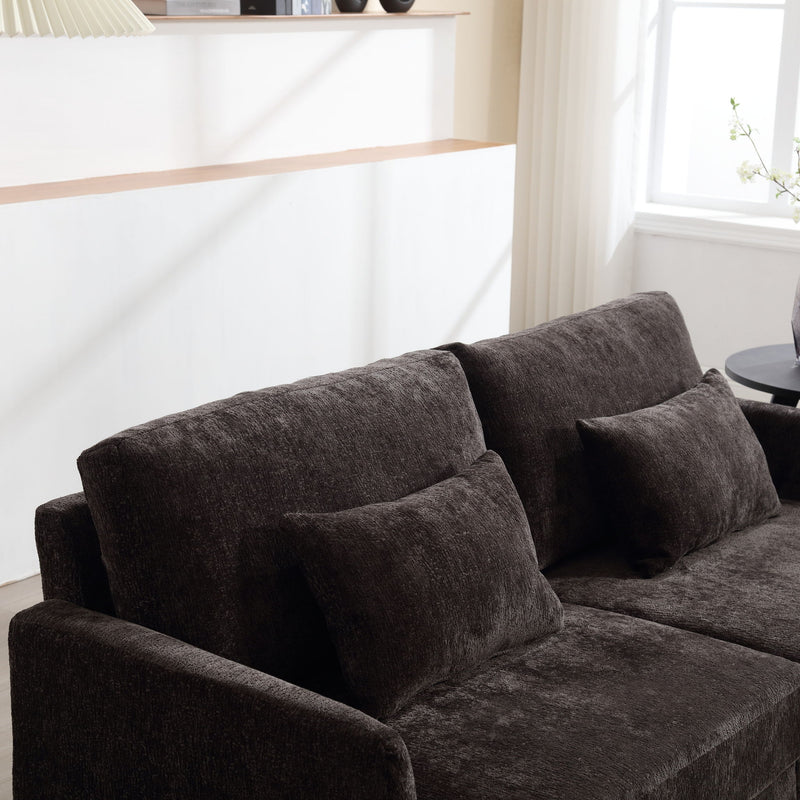Mid Century Modern Chenille Fabric Loveseat Sofa, 2 Seat Upholstered Couch