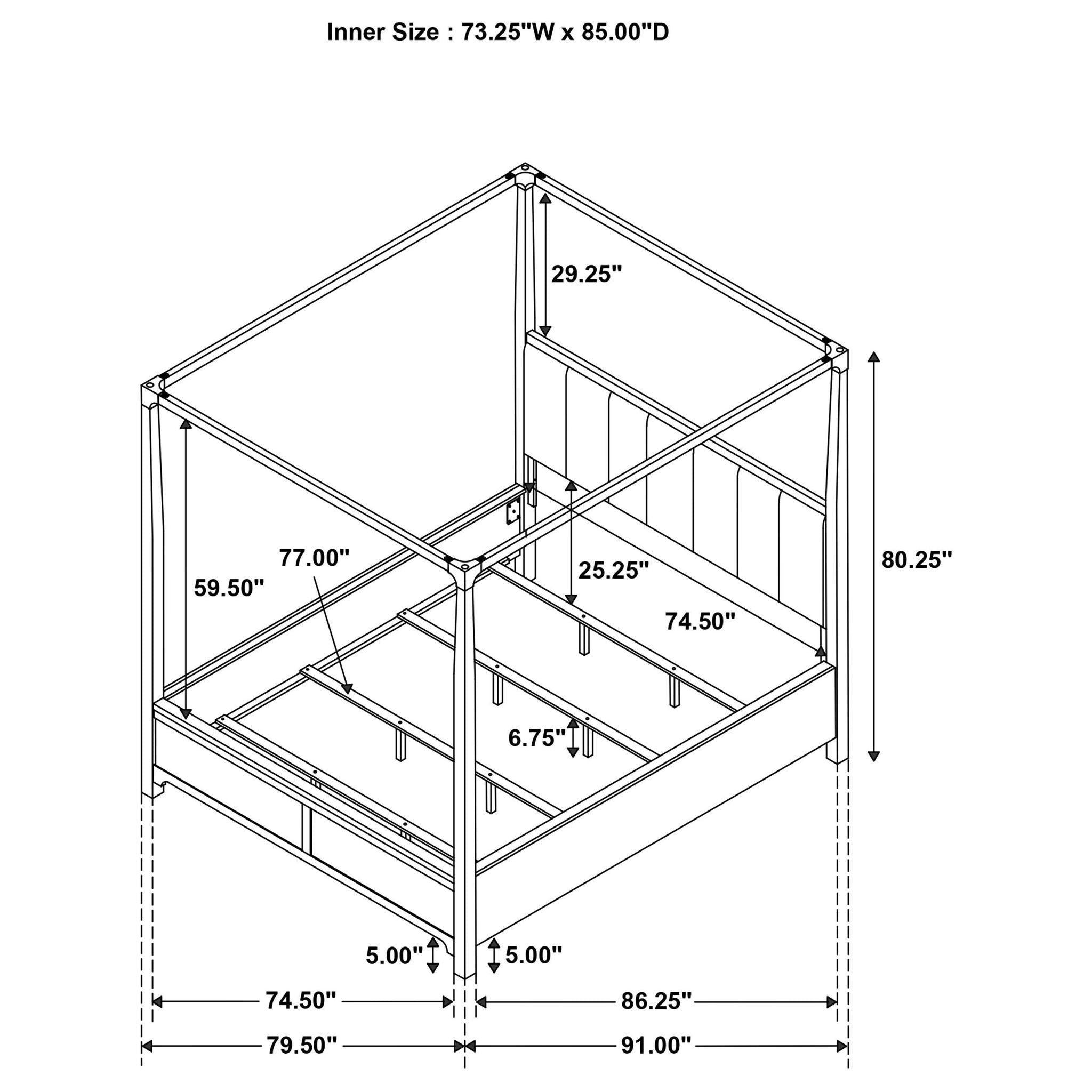 Gran Park California King Four Poster Canopy Bed Dark Cocoa