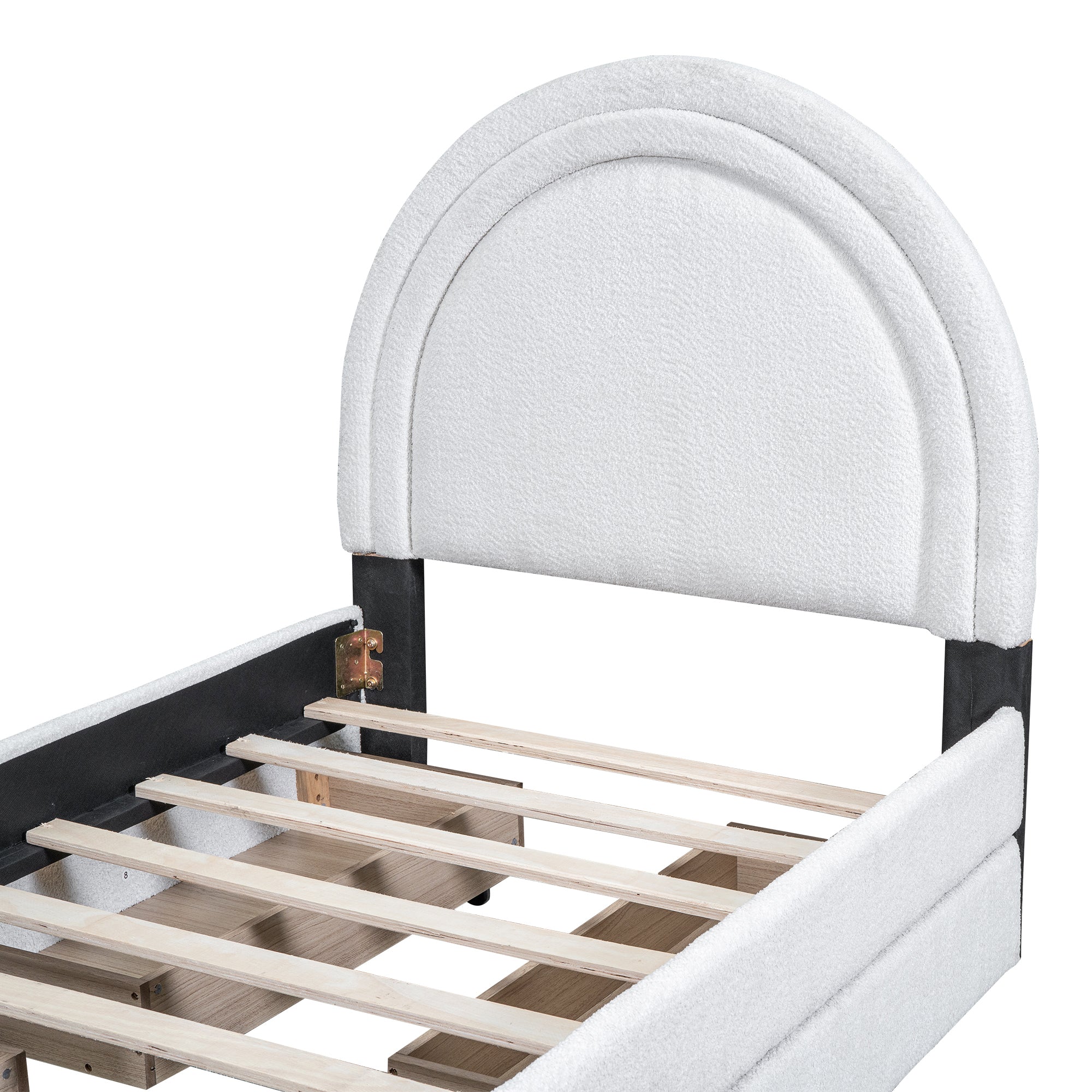 Teddy Upholstered Platform Bed With Four drawers, Twin, White - Atlantic Fine Furniture Melbourne FL
