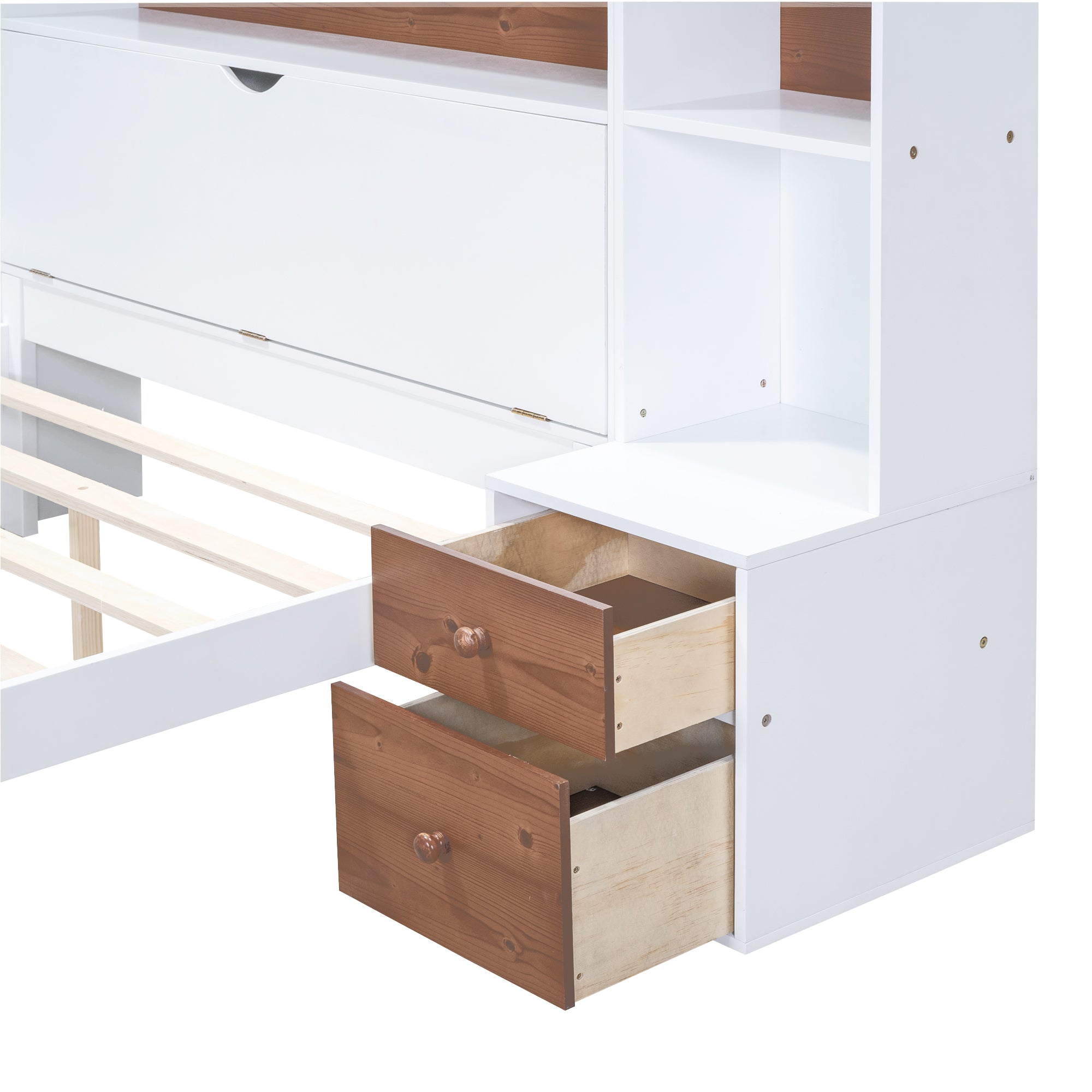 Full Size Platform Bed with Storage Headboard and Drawers, White - Atlantic Fine Furniture Melbourne FL