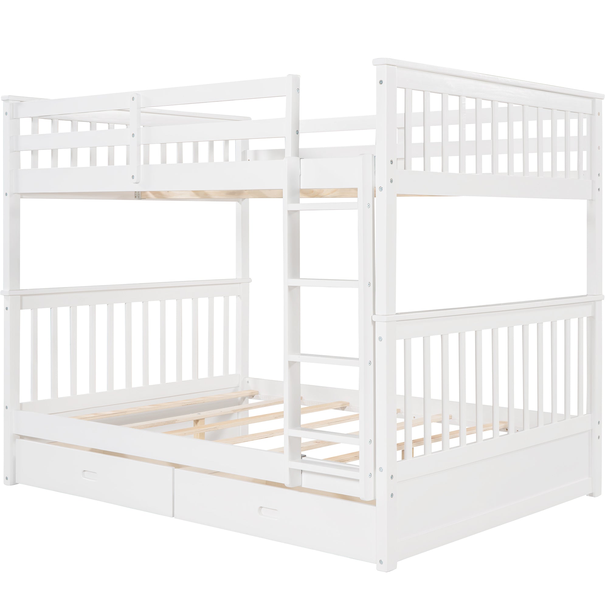 Full-Over-Full Bunk Bed with Ladders and Two Storage Drawers (White)(OLD SKU:LT000365AAK) - Atlantic Fine Furniture Melbourne FL