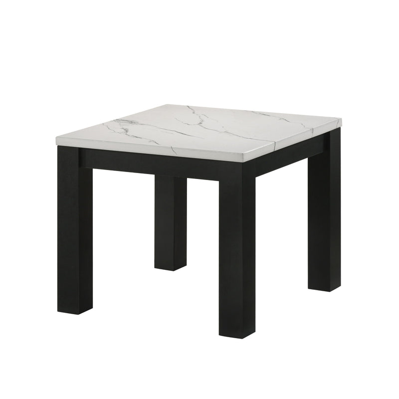 Modern 3 Piece Living Room Table Set With Faux Marble Top Wooden - Black / White