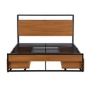 Full Size Metal Platform Bed Frame with  Four Drawers,Sockets and USB Ports ,Slat Support No Box Spring Needed Black