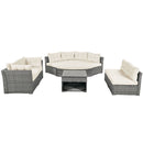 Patio Furniture Set Outdoor Daybed Rattan Sectional With Cushions And Center Table