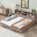 Full Size Daybed Frame with Storage Bookcases,Wood Light Oak