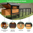 Chicken Coop With Run And Nesting Box, Large Outdoor Hen House For Backyard - Brown / Black