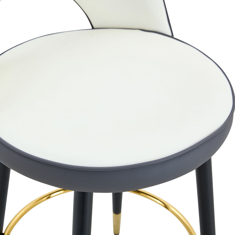 Upholstered Rotatable Bar Chair With Metal Legs For Dining Room