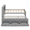 Platform Bed With Storage Headboard, USB, Trundle And 3 Drawers