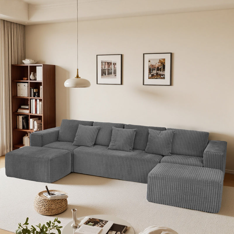 Modular U-Shaped Sectional Sofa With Reversible Design