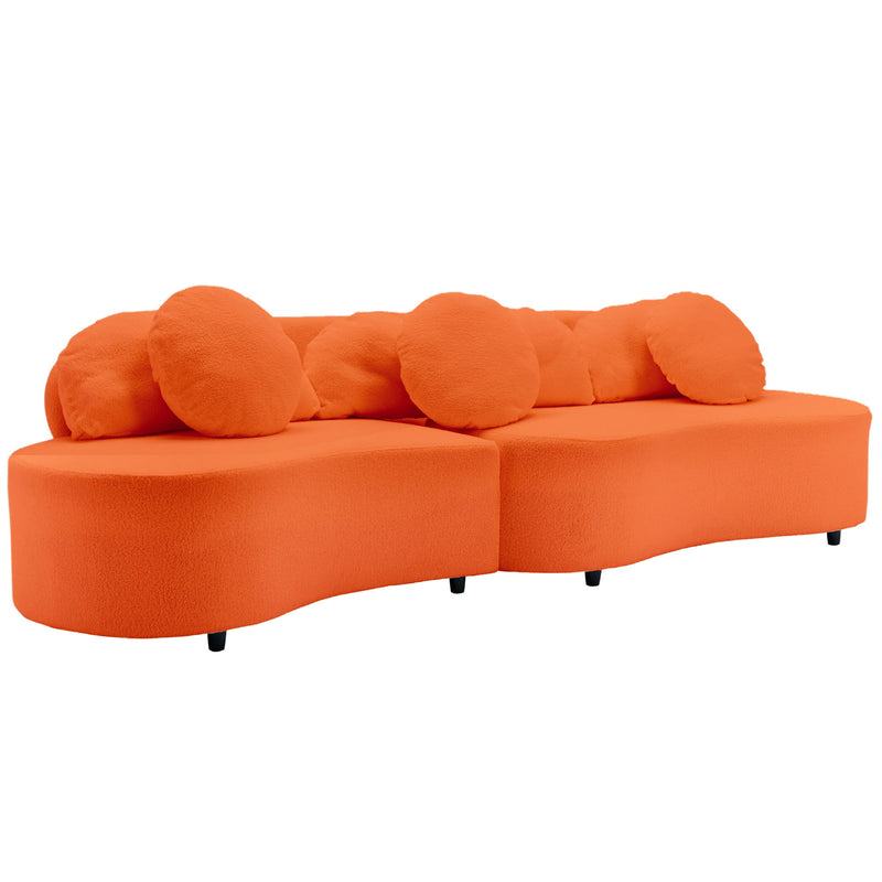 Modern Living Room Sofa Lamb Velvet Upholstered For Home