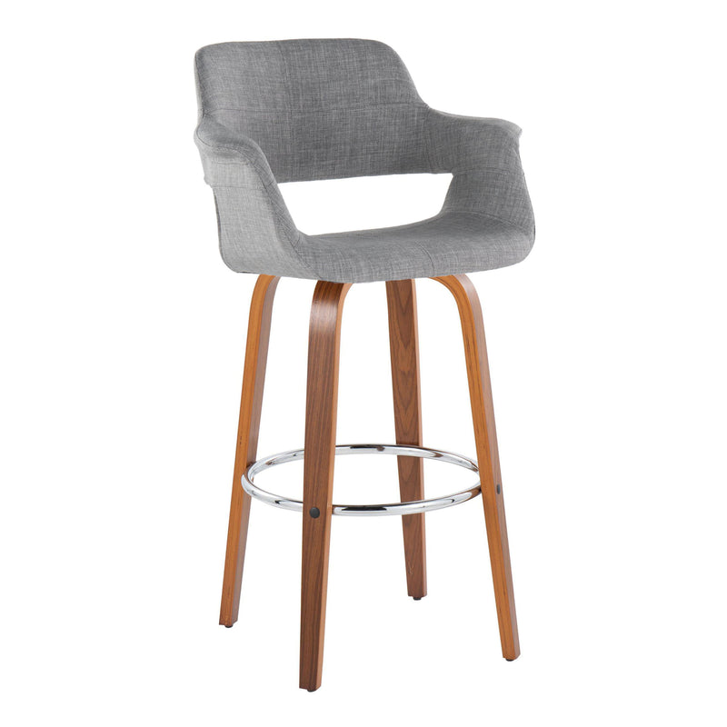 Vintage Flair - Mid Century Modern Fixed Height Barstool With Swivel & Round Footrest (Set of 2)