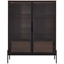 Modern Minimalist Style LED Curio Cabinet With Tempered Glass Door, Metal Legs