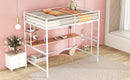 Full Metal Loft Bed with Desk and Shelve, White