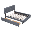 Upholstered Platform Bed With Trundle & Drawers