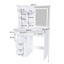 Dressing Table With Movable Mirror And LED Light, 5 Drawer Storage Organizer - White