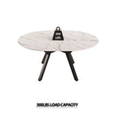 Modern Extendable White Circular Dining Table with MDF Top and Metal Legs for 4-6 Persons