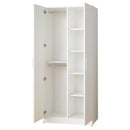 Viviane - Contemporary Wood Closet With Hanging Bars And 5 Shelves - White