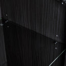 Modern Style Tall Display Cabinet With LED Lighting, Tempered Glass Door, 2 Drawers