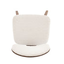 Modern Boucle Fabric Upholstered Side Chair, Bentwood Frame - White / Walnut