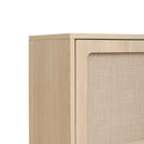 Modern Rattan 5 Door Shoe Storage Cabinet For Entryway Freestanding Design - Natural