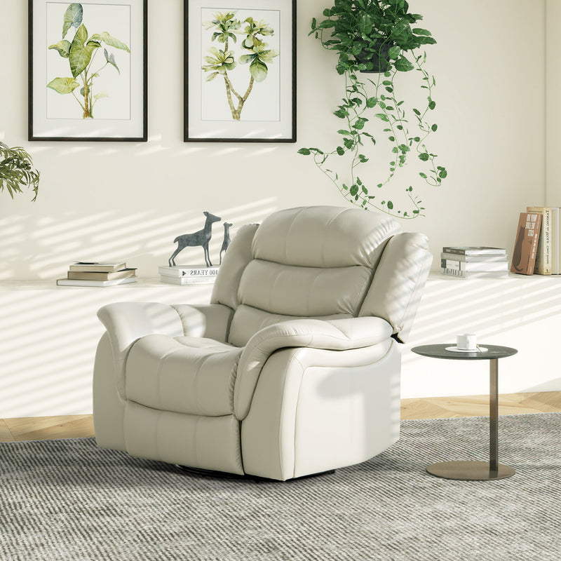 Rover - Swivel Glider Push Back Manual Recliner Arm Chair - Parchment Cream Off-White