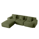 L Shaped Modular Sectional Sofa Corduroy And Movable Ottoman