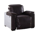 Misezon - Power Motion Recliner - Dark Top Grain Brown Leather & Aluminum