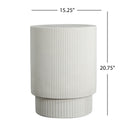 Handmade Side Table With Ribbed Design For Indoor And Outdoor Use - White