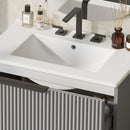 Fluted Bathroom Vanity With Ceramic Sink, Freestanding Cabinet