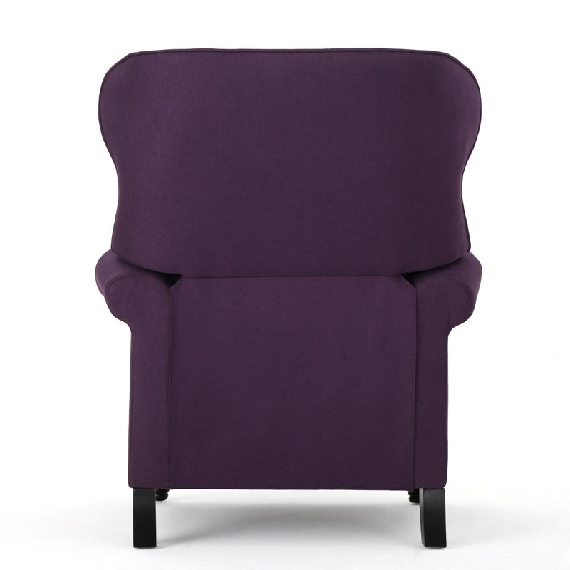 Accented Push Back Recliner Chair With Rolled Arms, Enjoy Cocooning Comfort