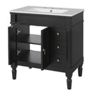 Bathroom Vanity With Ceramic Sink, 2 Doors 3 Drawers, Soft Close Design