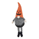 Sitting Gnome With Knit Hat, For Halloween Decor - Black / Orange / White