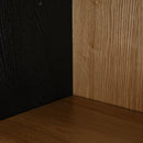 Vintage Display Cabinet With Double Glass Doors, Traditional Style For Collectibles, Ash Wood Veneer, 73.25" Tall - Black / Natural