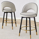 Modern Upholstered 360° Rotatable Bar Chair With Metal Legs For Dining Room (Set of 2)
