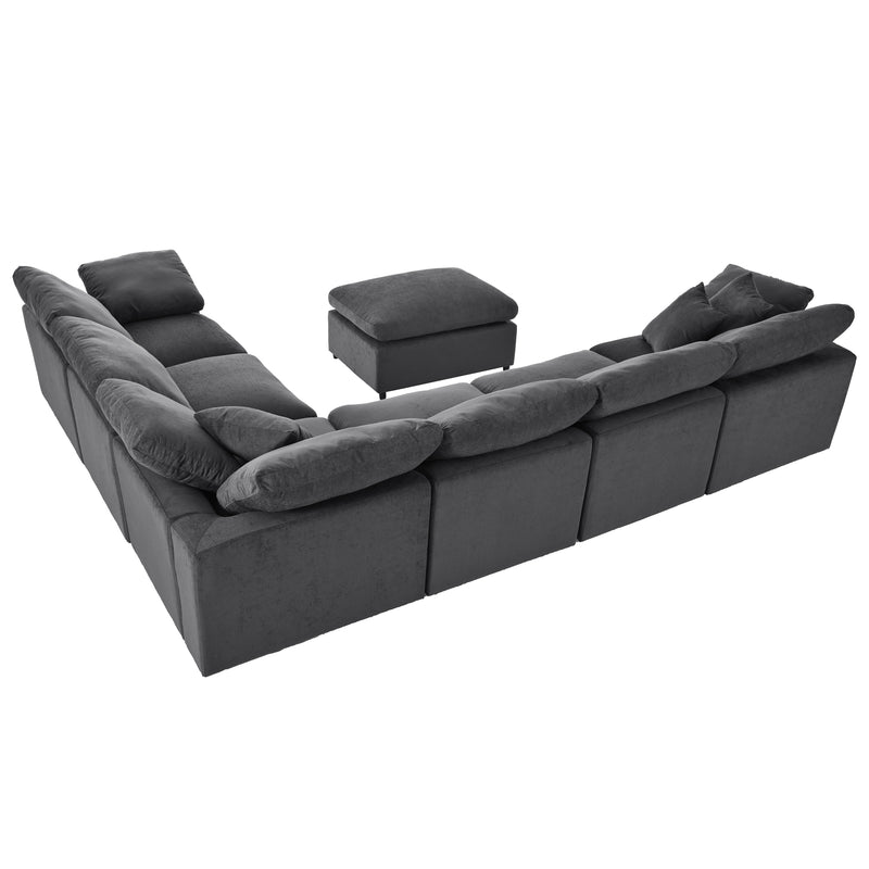 U_Style Oversized Modular Sectional Sofa with Ottoman L Shaped Corner Sectional for Living Room, Office, Spacious Space