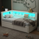 Upholstered Platform Bed With USB Ports And LED Belt