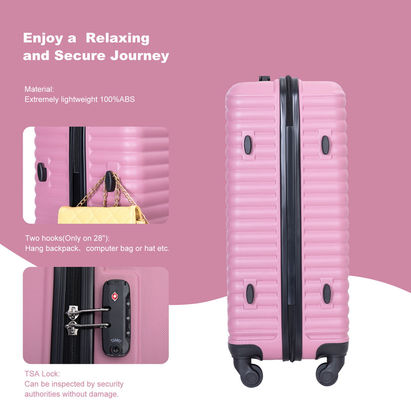 3 Piece Luggage Sets Lightweight Suitcase With Two Hooks, Spinner Wheels, Tsa Lock