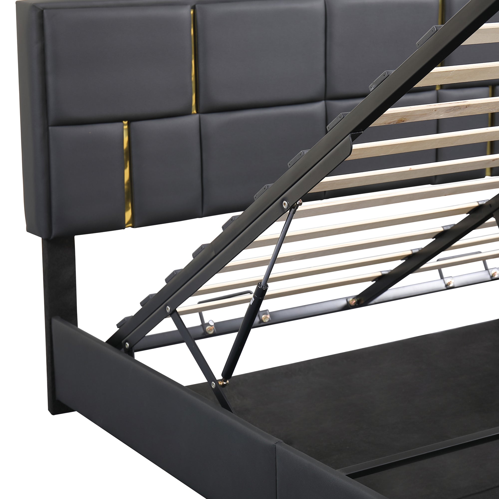 Queen Size Upholstered Platform Bed with Hydraulic Storage System,No Box Spring Needed,Black - Atlantic Fine Furniture Melbourne FL