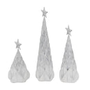 Resin / Foil Christmas Tree With Star Top (Set of 3) - White / Silver