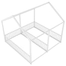 Metal Twin Size House Platform Beds 2 Shared Beds - Antique White