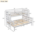 Wood Twin XL over Queen Bunk Bed with Ladder, White