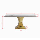 Modern Rectangular Dining Table For 6 - 8, Plated Hourglass Base