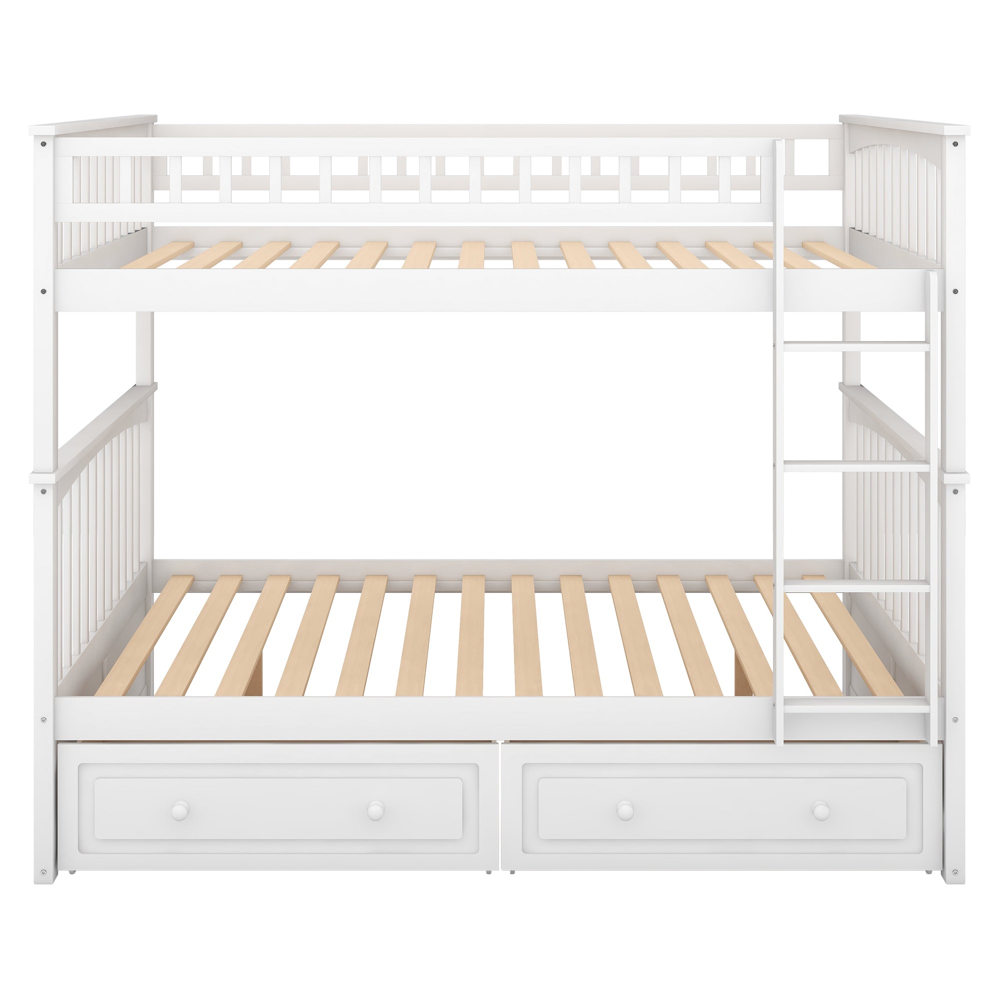 Full over Full Bunk Bed with Drawers, Convertible Beds, White(OLD SKU: SM000241AAK-1) - Atlantic Fine Furniture Melbourne FL