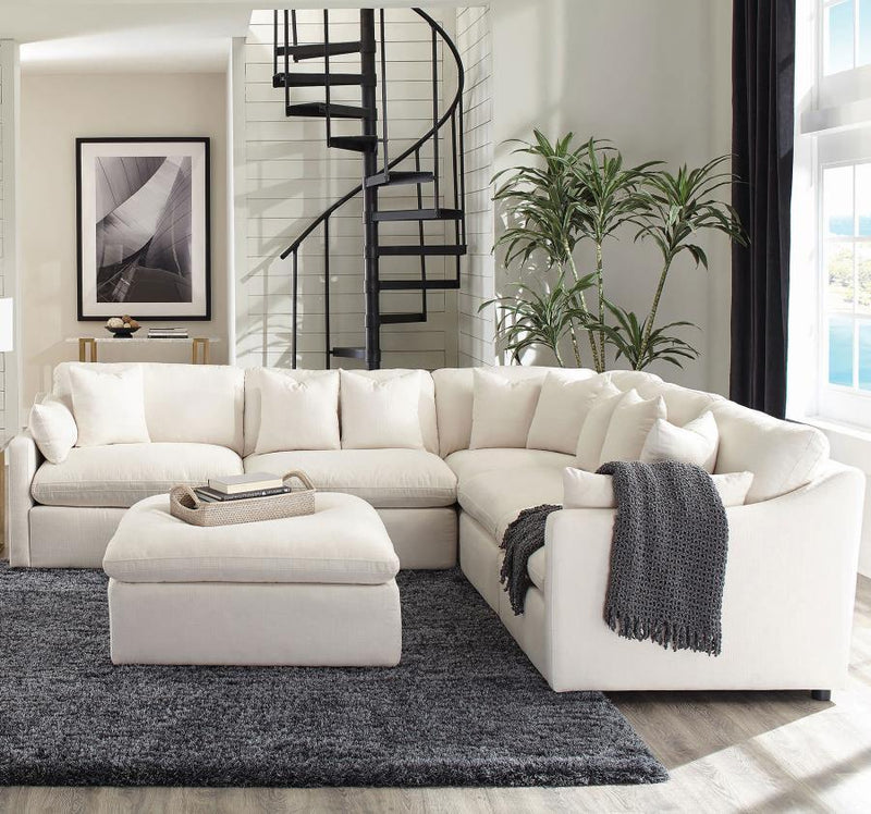 Hobson - Square Upholstered Ottoman - Ivory