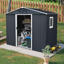 8Ft X 4Ft Outdoor Metal Storage Shed With Window And Metal Foundation For Backyard, Patio, Lawn