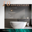 Solid Surface Matte Tub, Solid Surface Soaking Tub, Stone Resin Freestanding Bathtub, Thick Edge Stand Alone Tubs With Overflow, Pop-Up Drain (Oval) - Matte White