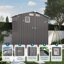 Compact Outdoor Storage Shed With Peaked Roof And Lockable Door - Gray